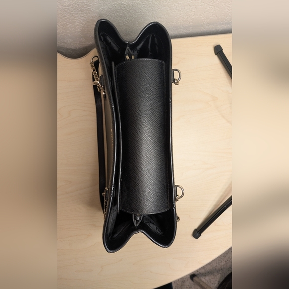 DKNY Black Leather Charm Tote with Gold Accents - Picture 9 of 16